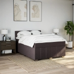 Giroletto a Molle con Materasso Marrone Scuro 140x190cm Tessuto
