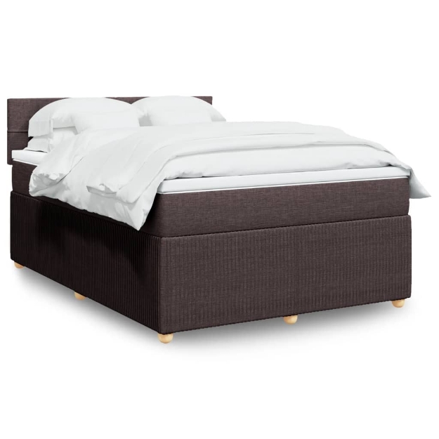 Giroletto a Molle con Materasso Marrone Scuro 140x190cm Tessuto