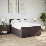 Giroletto a Molle con Materasso Marrone Scuro 140x190cm Tessuto