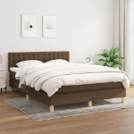 Giroletto a Molle con Materasso Marrone Scuro 140x190cm Tessuto