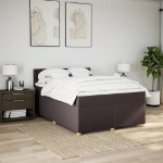 Giroletto a Molle con Materasso Marrone Scuro 140x190cm Tessuto