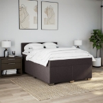 Giroletto a Molle con Materasso Marrone Scuro 140x190cm Tessuto