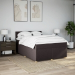Giroletto a Molle con Materasso Marrone Scuro 140x200cm Tessuto