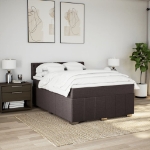 Giroletto a Molle con Materasso Marrone Scuro 140x200cm Tessuto