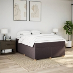 Giroletto a Molle con Materasso Marrone Scuro 140x200cm Tessuto