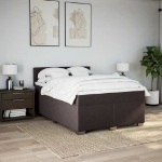 Giroletto a Molle con Materasso Marrone Scuro 140x200cm Tessuto