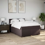 Giroletto a Molle con Materasso Marrone Scuro 140x200cm Tessuto