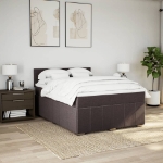 Giroletto a Molle con Materasso Marrone Scuro 140x200cm Tessuto
