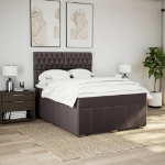 Giroletto a Molle con Materasso Marrone Scuro 140x200cm Tessuto