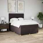 Giroletto a Molle con Materasso Marrone Scuro 140x200cm Tessuto