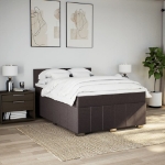 Giroletto a Molle con Materasso Marrone Scuro 140x200cm Tessuto