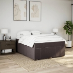 Giroletto a Molle con Materasso Marrone Scuro 140x200cm Tessuto
