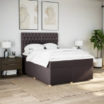 Giroletto a Molle con Materasso Marrone Scuro 140x200cm Tessuto