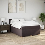 Giroletto a Molle con Materasso Marrone Scuro 140x200cm Tessuto