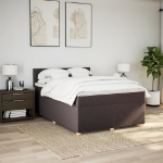 Giroletto a Molle con Materasso Marrone Scuro 140x200cm Tessuto