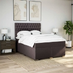 Giroletto a Molle con Materasso Marrone Scuro 140x200cm Tessuto