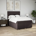 Giroletto a Molle con Materasso Marrone Scuro 140x200cm Tessuto