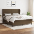 Giroletto a Molle con Materasso Marrone Scuro 160x200cm Tessuto