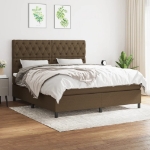 Giroletto a Molle con Materasso Marrone Scuro 160x200cm Tessuto