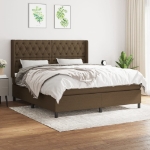 Giroletto a Molle con Materasso Marrone Scuro 160x200cm Tessuto