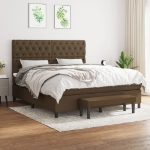 Giroletto a Molle con Materasso Marrone Scuro 160x200cm Tessuto