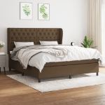 Giroletto a Molle con Materasso Marrone Scuro 160x200cm Tessuto