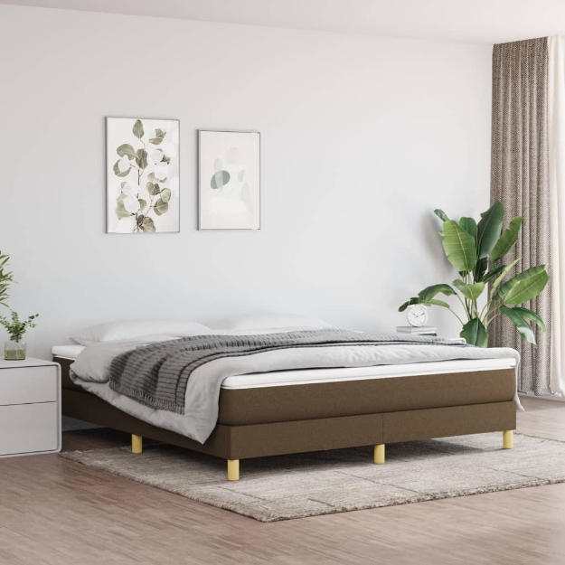 Giroletto a Molle con Materasso Marrone Scuro 160x200cm Tessuto