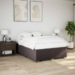 Giroletto a Molle con Materasso Marrone Scuro 160x200cm Tessuto