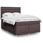 Giroletto a Molle con Materasso Marrone Scuro 160x200cm Tessuto