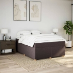 Giroletto a Molle con Materasso Marrone Scuro 160x200cm Tessuto