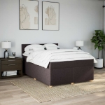 Giroletto a Molle con Materasso Marrone Scuro 160x200cm Tessuto