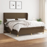 Giroletto a Molle con Materasso Marrone Scuro 180x200cm Tessuto