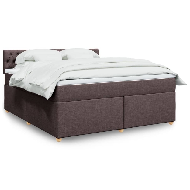 Giroletto a Molle con Materasso Marrone Scuro 180x200cm Tessuto