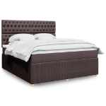 Giroletto a Molle con Materasso Marrone Scuro 180x200cm Tessuto