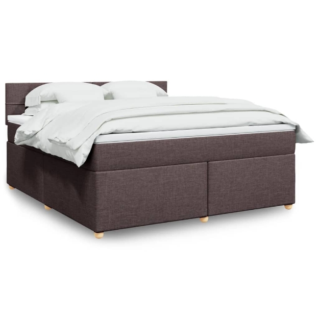 Giroletto a Molle con Materasso Marrone Scuro 180x200cm Tessuto