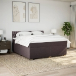 Giroletto a Molle con Materasso Marrone Scuro 180x200cm Tessuto