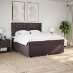Giroletto a Molle con Materasso Marrone Scuro 180x200cm Tessuto
