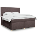 Giroletto a Molle con Materasso Marrone Scuro 180x200cm Tessuto