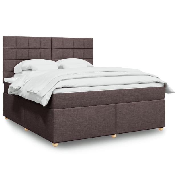 Giroletto a Molle con Materasso Marrone Scuro 180x200cm Tessuto