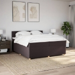 Giroletto a Molle con Materasso Marrone Scuro 200x200cm Tessuto