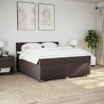 Giroletto a Molle con Materasso Marrone Scuro 200x200cm Tessuto