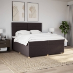 Giroletto a Molle con Materasso Marrone Scuro 200x200cm Tessuto