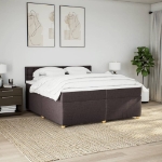 Giroletto a Molle con Materasso Marrone Scuro 200x200cm Tessuto