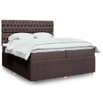Giroletto a Molle con Materasso Marrone Scuro 200x200cm Tessuto