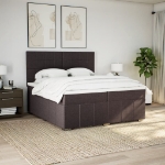 Giroletto a Molle con Materasso Marrone Scuro 200x200cm Tessuto