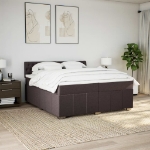Giroletto a Molle con Materasso Marrone Scuro 200x200cm Tessuto