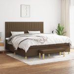 Giroletto a Molle con Materasso Marrone Scuro 200x200cm Tessuto