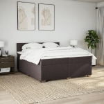 Giroletto a Molle con Materasso Marrone Scuro 200x200cm Tessuto
