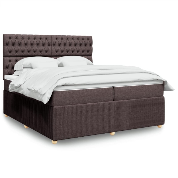 Giroletto a Molle con Materasso Marrone Scuro 200x200cm Tessuto
