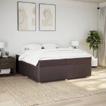 Giroletto a Molle con Materasso Marrone Scuro 200x200cm Tessuto